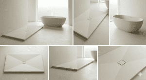 Douchevloer op maat met bad in dezelfde kleur